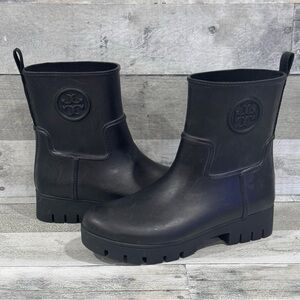 TORY BURCH Women's Black Ankle Rubber Rain Boots - Size - 9 .US